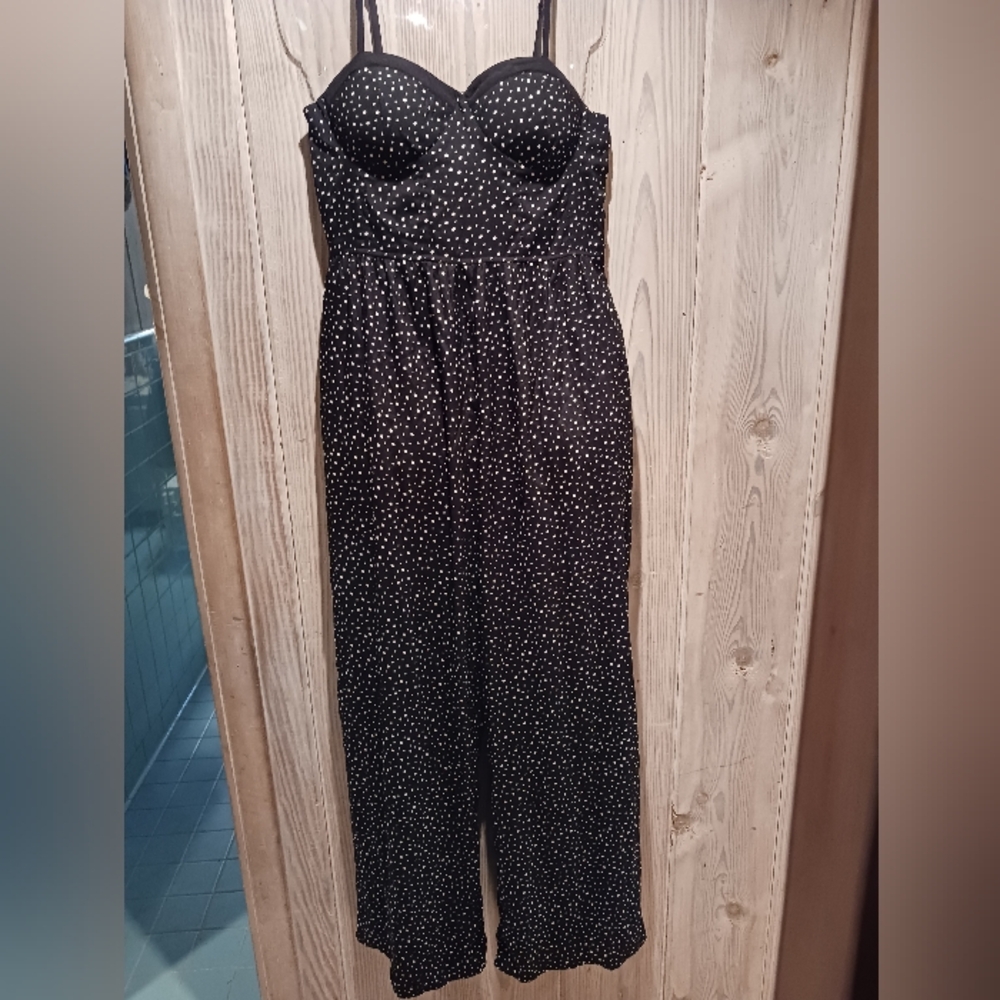 Band of Gypsies Black with Polka Dots Jumpsuit Size Medium $30
